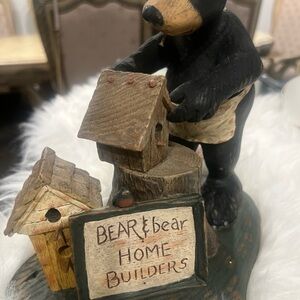 Bear Figurine with Birdhouses